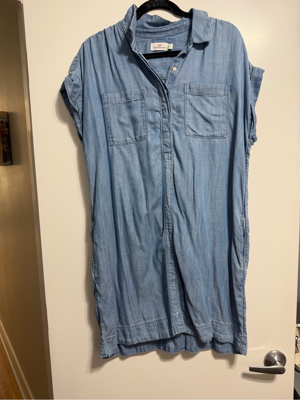 Vineyard Vines Light Blue Chambray Midi Shirt Dress